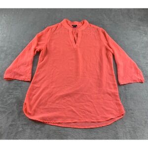 Rue 21 Coral Beaded V Neck 3/4 Sleeve Tunic Top XL Sheer